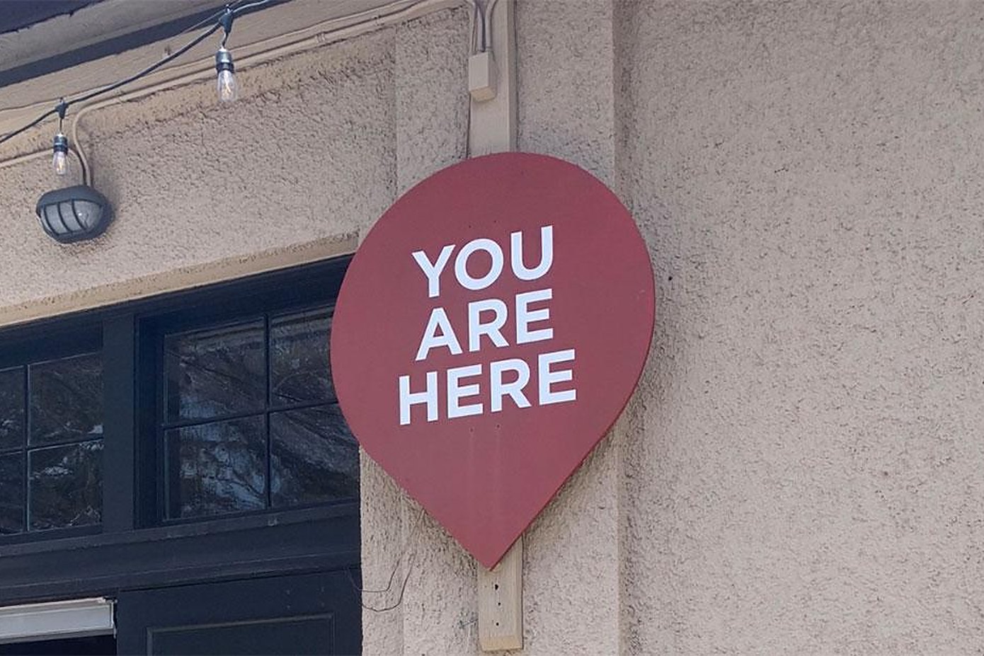 The “You are here” sign at the Stanford d.school.